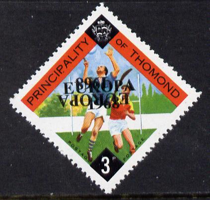 Thomond 1968 Hurling 3d (Diamond-shaped) with Europa 1968 overprint doubled, one inverted unmounted mint, stamps on europa, stamps on hurling, stamps on sport