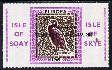 Isle of Soay 1965 Churchill overprint on Europa (Cormorant) 5s value with overprint inverted unmounted mint, stamps on birds, stamps on churchill, stamps on europa, stamps on personalities, stamps on cormorant
