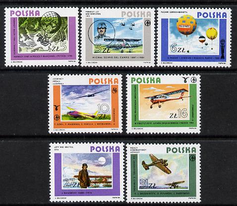 Poland 1984 Polish Aviation set of 7 unmounted mint (SG 2955-61), stamps on aviation     balloons