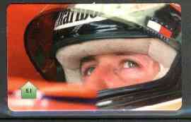 Telephone Card - Michael Schumacher £1 phone card, stamps on cars    racing cars