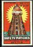 Match Box Labels - Lighthouse label by Radha Match factory (India) similar to #25016 but larger, stamps on lighthouses