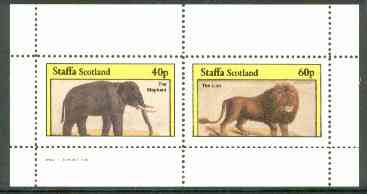 Staffa 1982 Animals (Elephant & Lion) perf set of 2 (40p & 60p) unmounted mint, stamps on animals    cats     elephants