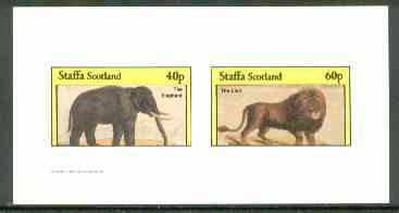 Staffa 1982 Animals (Elephant & Lion) imperf set of 2 (40p & 60p) unmounted mint, stamps on animals    cats     elephants