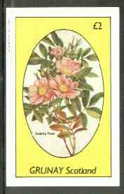 Grunay 1982 Flowers #12 (Swamp Rose) imperf deluxe sheet (Â£2 value) unmounted mint, stamps on flowers, stamps on roses