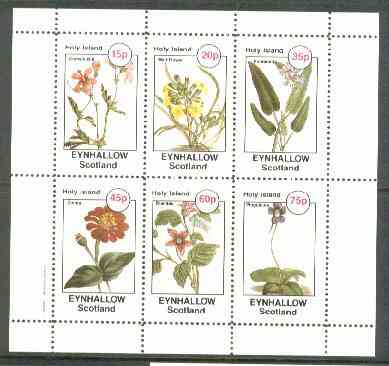 Eynhallow 1982 Flowers #27 (Cranes Bill, Wall-Flower, Pontederia, Zinnia, Bramble & Pinguicula) perf set of 6 values unmounted mint, stamps on flowers