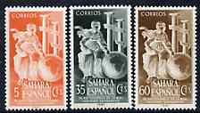 Spanish Sahara 1953 Royal Geographical Society set of 3 unmounted mint, SG 98-100*, stamps on geography