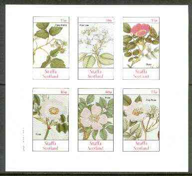 Staffa 1982 Plants #03 (Raspberry, Pear Tree & Roses x 4) imperf  set of 6 values unmounted mint , stamps on flowers, stamps on fruit, stamps on roses
