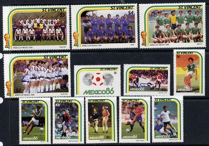 St Vincent 1986 World Cup Football set of 12 unmounted mint SG 983-94, stamps on football  sport