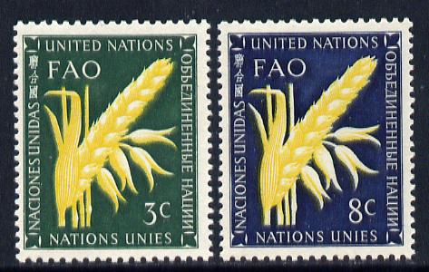 United Nations (NY) 1954 Food & Agriculture set of 2 unmounted mint (SG 23-24), stamps on united-nations    food    agriculture