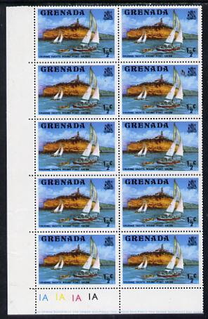 Grenada 1975 1/2c def (Yachts) horizontal pair, one stamp with SALINES error unmounted mint, SG 649a, stamps on ships  sport  varieties  yachting    lighthouses     sailing
