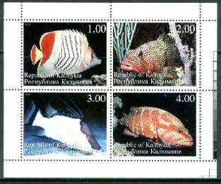 Kalmikia Republic 1999 Fish sheetlet containing complete set of 4 values unmounted mint, stamps on fish
