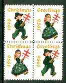Cinderella - United States 1956 Christmas TB Seal se-tenant block of 4 unmounted mint, stamps on cinderella, stamps on christmas, stamps on tb, stamps on diseases