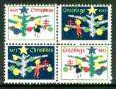 Cinderella - United States 1962 Christmas TB Seal se-tenant block of 4 unmounted mint, stamps on cinderella, stamps on christmas, stamps on tb, stamps on diseases