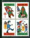 Cinderella - United States 1974 Christmas Lung Association Seal se-tenant block of 4 unmounted mint, stamps on cinderella, stamps on christmas, stamps on diseases, stamps on medical