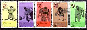 New Zealand 1974 10th Commonwealth Games set of 5 unmounted mint, SG 1041-45*, stamps on sport, stamps on hurdles, stamps on disabled, stamps on bicycles, stamps on rifles, stamps on shooting, stamps on bowls