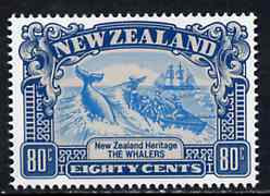 New Zealand 1988 Whaling 80c (from Heritage set 2nd issue) unmounted mint, SG 1508, stamps on whales, stamps on ships