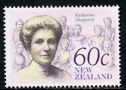 New Zealand 1990 Katherine Sheppard 60c (Suffragette) from Heritage set 5th issue unmounted mint, SG 1550, stamps on women, stamps on personalities, stamps on human rights