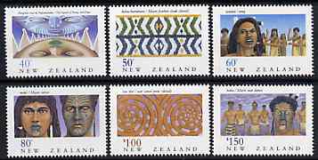 New Zealand 1990 NZ Heritage - 6th issue - The Maoris perf set of 6 unmounted mint, SG 1562-67, stamps on cultures