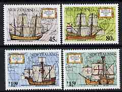New Zealand 1992 Great Voyages of Discovery set of 4 unmounted mint, SG 1659-62, stamps on ships, stamps on explorers, stamps on columbus, stamps on maps