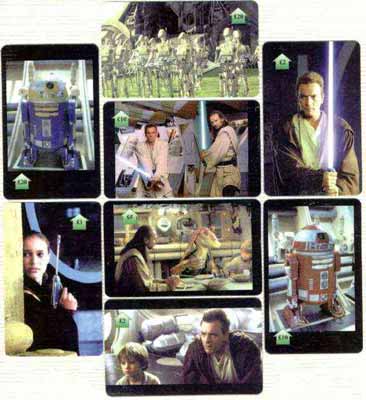 Telephone Card - Star Wars Phantom Menace set of 8 phone cards (\A31, 2 x \A32, , 2 x  & 2 x \A320), stamps on films, stamps on sci-fi, stamps on cinema
