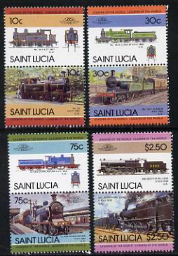 St Lucia 1985 Locomotives #4 (Leaders of the World) set of 8 unmounted mint, SG 824-31, stamps on , stamps on  stamps on railways