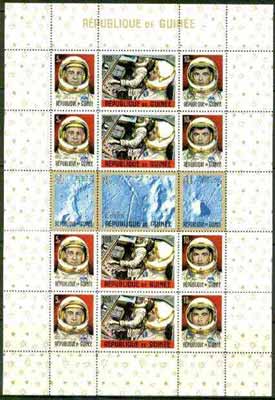 Guinea - Conakry 1965 Apollo Moon Project sheetlet of 15 unmounted mint, Mi BL 9A, stamps on , stamps on  stamps on space, stamps on apollo, stamps on moon