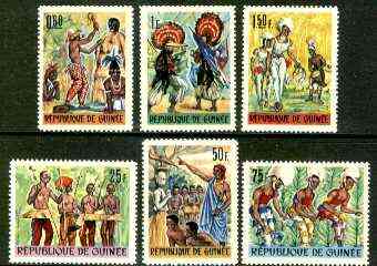 Guinea - Conakry 1966 National Ballet set of 6 unmounted mint, SG 561-66, Mi 396-401*, stamps on dancing, stamps on ballet