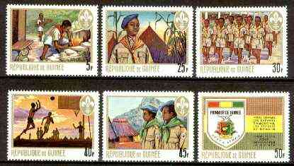 Guinea - Conakry 1969 Pioneer Youth Organisation (Scouts) set of 6 unmounted mint, SG 693-98, Mi 536-41*, stamps on scouts, stamps on basketball
