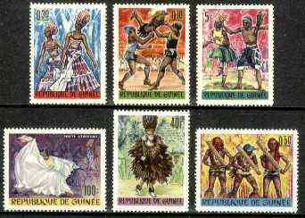 Guinea - Conakry 1966 Dancers set of 6 unmounted mint, SG 519-246, Mi 342-47* (unmounted mint but gum flattened), stamps on dancing