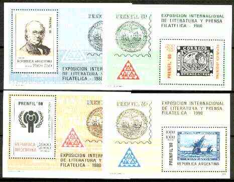 Argentine Republic 1980 Prenfil 80 set of 4 m/sheets unmounted mint, SG MS 1663, stamps on stamp on stamp, stamps on rowland hill, stamps on exhibitions, stamps on literature, stamps on , stamps on  iyc , stamps on , stamps on columbus, stamps on stamponstamp