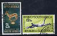 South Africa 1964 75th Anniversary of South African Rugby Board set of 2 fine used SG 252-3, stamps on sport, stamps on rugby, stamps on springboks