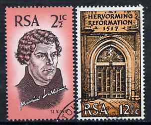 South Africa 1967 450th Anniversary of Reformation set of 2  (featuring Martin Luther) fine used SG 269-70, stamps on religion, stamps on personalities, stamps on luther