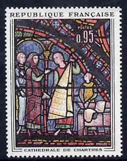 France 1963 The Fur Merchants stained glass window from Art set unmounted mint, SG 1605*, stamps on arts, stamps on stained glass, stamps on religion