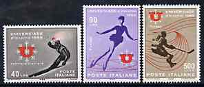 Italy 1966 Winter Sports set of 3 unmounted mint SG 1150-52, stamps on , stamps on  stamps on sport, stamps on ice skating, stamps on skiing, stamps on ice hockey