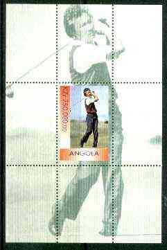 Angola 1999 Aoki (Japanese Golfer) perf souvenir sheet unmounted mint, stamps on personalities, stamps on golf, stamps on millennium