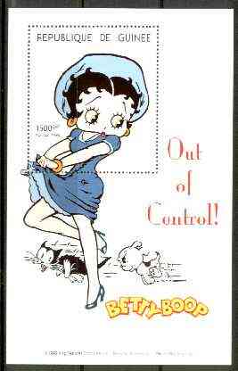 Guinea - Conakry 1998 Betty Boop Out of Control perf souvenir sheet containing 1500 gnf value unmounted mint, stamps on cartoons, stamps on entertainments, stamps on films, stamps on cinema