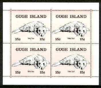 Gugh (Isles Of Scilly) 1974 Baby Seal 15p (def) perf sheetlet containing block of 4 (only 2,000 sheets produced) unmounted mint, stamps on seals, stamps on animals