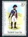 St Lucia 1984-89 Military Uniforms 30c (Officer, Royal Engineers) no watermark with 1986 imprint date unmounted mint, SG 933 (gutter pairs & blocks pro rata), stamps on , stamps on  stamps on militaria, stamps on  stamps on uniforms