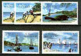 St Vincent - Grenadines 1974 Bequia Island #1 set of 5 (incl both 5c) unmounted mint, SG 30-34*, stamps on tourism, stamps on ships, stamps on fishing