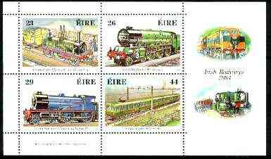 Ireland 1984 150th Anniversary of Irish Railways m/sheet unmounted mint, SG MS 581, stamps on railways
