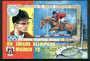 Equatorial Guinea 1972 Munich Olympics (H G Winkler) perf m/sheet fine cto used, Mi BL 13, stamps on olympics, stamps on horses, stamps on show jumping
