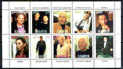Adigey Republic 1999 Fashion Designers sheetlet containing complete set of 10 values unmounted mint, stamps on fashion, stamps on personalities