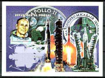 Senegal 1999 Space Travel perf miniature sheet, unmounted mint, stamps on space