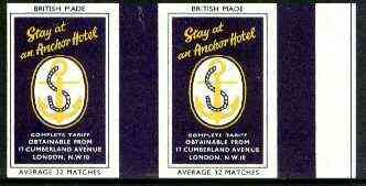 Match Box Labels - Stay at an Anchor Hotel All Round the Box matchbox label in superb unused condition, stamps on anchors, stamps on hotels