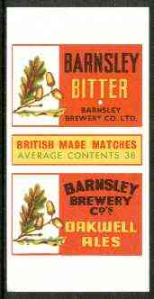 Match Box Labels - Barnsley Bitter (Acorns) All Round the Box matchbox label in superb unused condition, stamps on drink, stamps on alcohol, stamps on trees