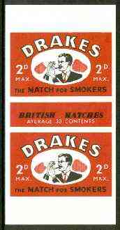 Match Box Labels - Drakes (Pipe Smoker) 'All Round the Box' matchbox label in superb unused condition, stamps on tobacco