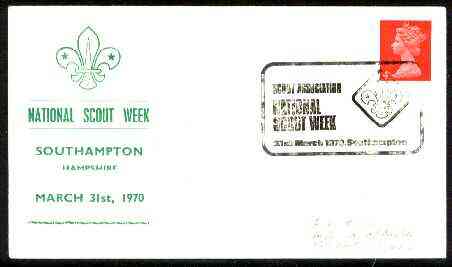 Great Britain 1970 Commemorative cover for Southampton National Scout Week with special illustrated cancel, stamps on scouts
