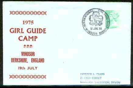 Great Britain 1975 Commemorative cover for Windsor Girl Guide Camp with special illustrated cancel, stamps on scouts, stamps on guides