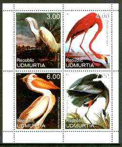 Udmurtia Republic 1999 John Audubon Birds #1 perf sheetlet containing 4 values unmounted mint, stamps on birds, stamps on audubon