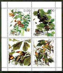 Udmurtia Republic 1999 John Audubon Birds #2 perf sheetlet containing 4 values unmounted mint, stamps on , stamps on  stamps on birds, stamps on audubon